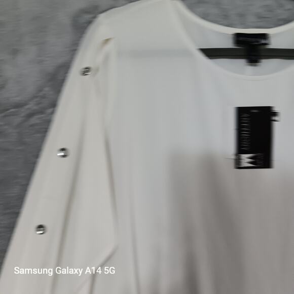 Antthony Original Cream XL Tunic Top Minimal Snap Sleeves Neutral Workwearchara - Picture 4 of 12